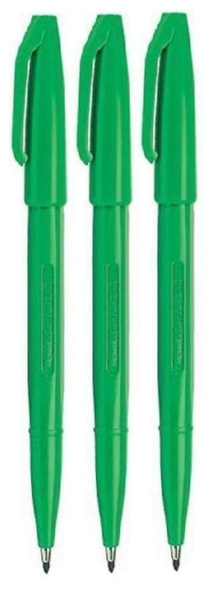 Pentel Green قلم تسجيل أصلي S520 أقلام تحديد ذات طرف من الألياف لون Fineliner 2 مم بنك الاستثمار القومي 1 مم عرض الخط (عبوة من 3)
